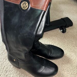 Black and Brown Thigh Boots